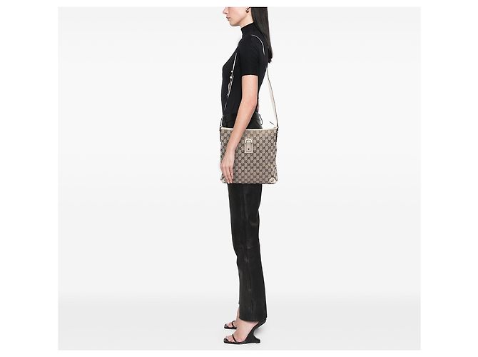 Borsa a tracolla Gucci GG Canvas Abbey D Ring Beige - vista 7