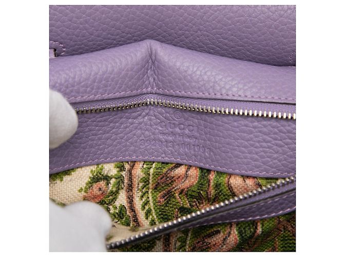 Gucci Medium Leather Bamboo Daily Satchel in Lila - Ansicht 5