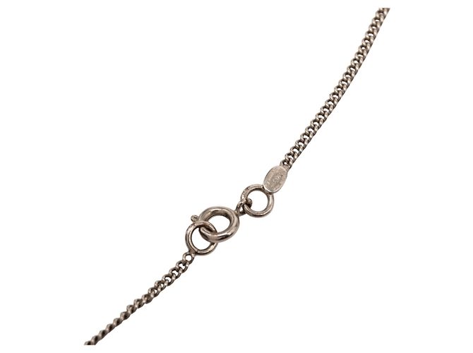Collana con pendente Chanel CC in ottone e strass argento - vista 4