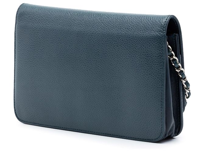 Borsa a tracolla Chanel CC Caviar Wallet On Chain Blu - vista 2
