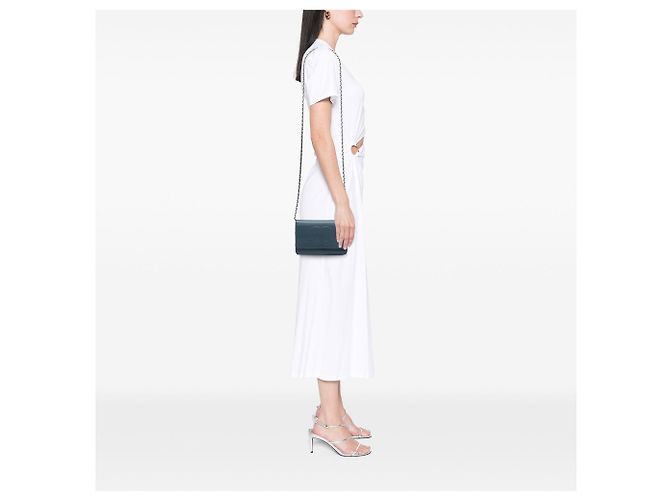 Borsa a tracolla Chanel CC Caviar Wallet On Chain Blu - vista 6
