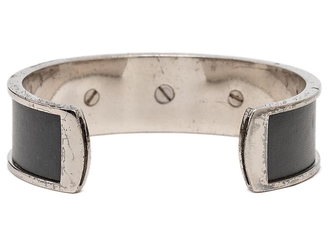 Bracciale rigido Kelly in pelle nera e palladio Hermès Nero - vista 3