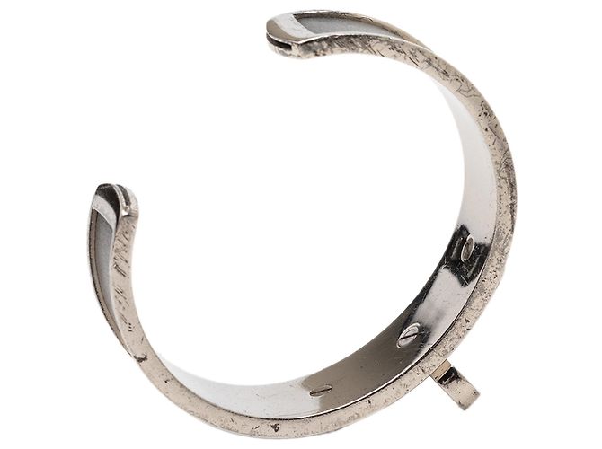Bracciale rigido Kelly in pelle nera e palladio Hermès Nero - vista 5