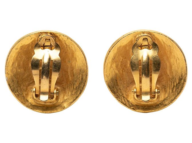 Orecchini a clip rotondi Chanel CC placcati oro a motivo di vite D'oro - vista 2