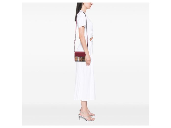 Bolsa Tiracolo Derby Macken Burberry Small em couro e lona House Check vermelha Vermelho - vista 6
