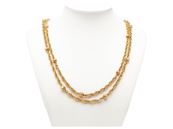 Collana lunga a catena con stazioni Chanel CC placcata oro D'oro - vista 5