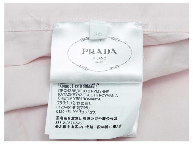 Prada Kurzarm-Hemd in Hellrosa & Weiß mit Fransenkragen Größe IT 36 Pink - Ansicht 6