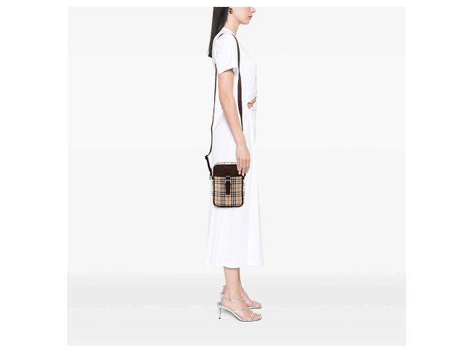 Borsa a tracolla Burberry House Check Canvas Beige - vista 7