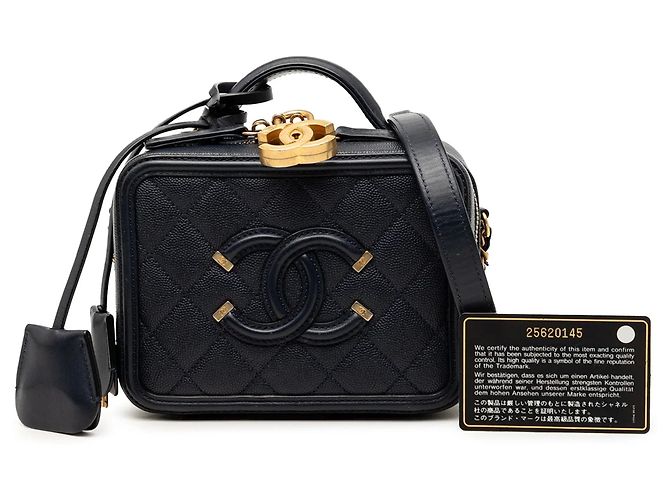 Borsa Vanity Chanel Small Caviar CC Filigree blu - vista 8