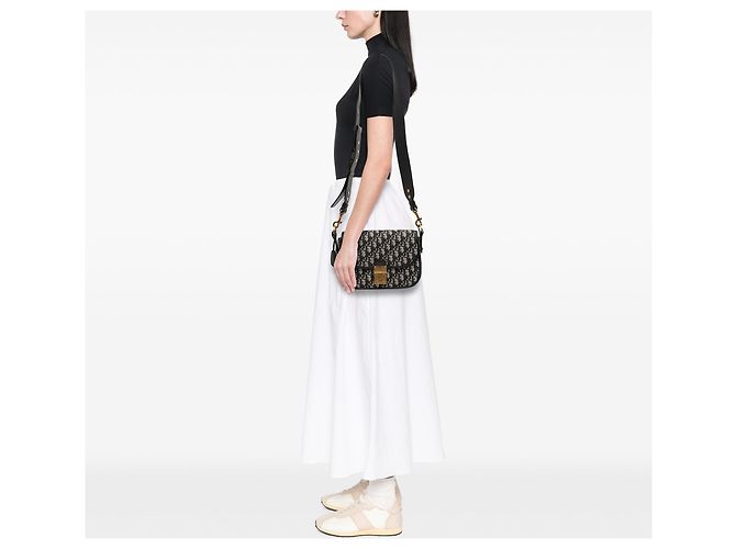 Borsa a tracolla con patta Dior Oblique Canvas blu - vista 11