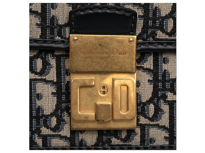 Borsa a tracolla con patta Dior Oblique Canvas blu - vista 7