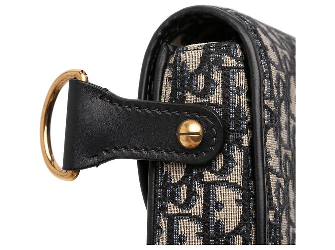 Borsa a tracolla con patta Dior Oblique Canvas blu - vista 9