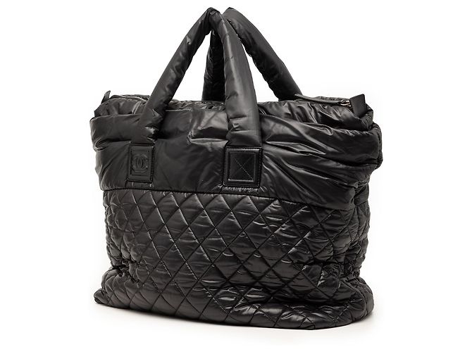 Chanel Large Coco Cocoon Wendbare Tote aus gestepptem Nylon, Schwarz - Ansicht 2