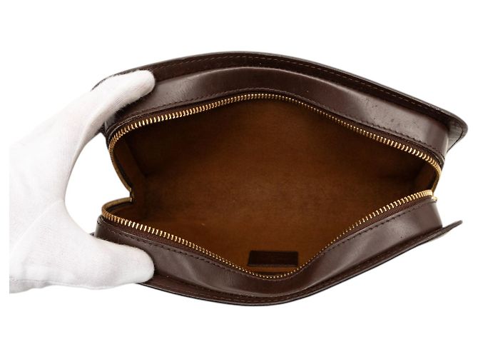 Borsa Pochette Clutch Louis Vuitton Damier Ebene Saint Louis Marrone - vista 4