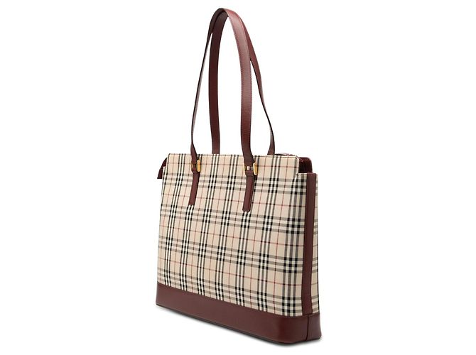 Borsa Tote Burberry House Check Canvas Rossa Rosso - vista 2