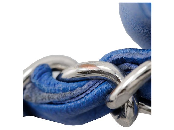 Borsa a tracolla Chanel Mini Square Classic in pelle di agnello blu con patta singola - vista 11