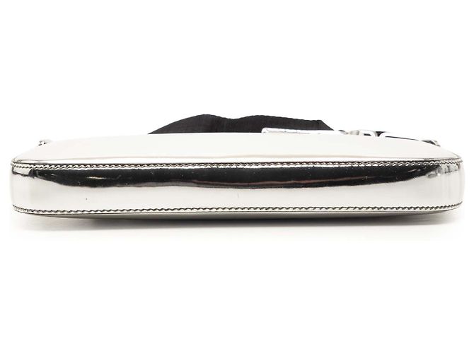 Borsa a tracolla con zip Prada Re Edition in pelle spazzolata Silver Argento - vista 3