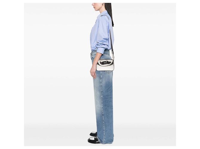 Borsa a tracolla con zip Prada Re Edition in pelle spazzolata Silver Argento - vista 6