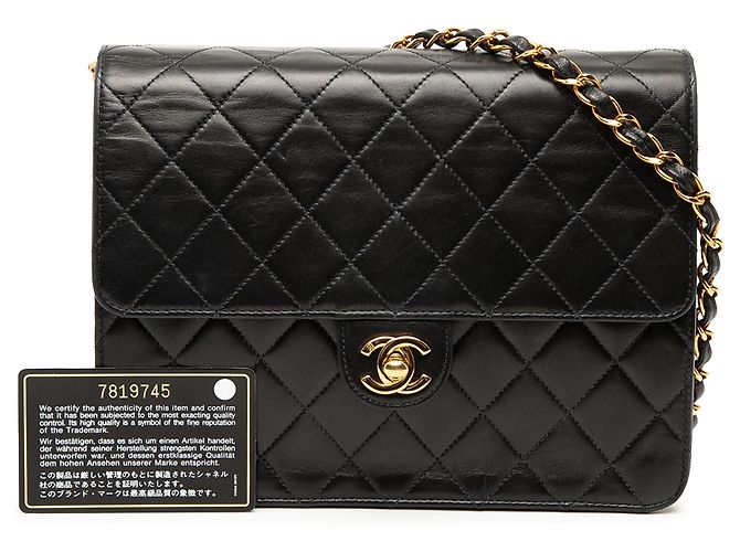 Borsa a tracolla Chanel Small CC Quilted Lambskin Single Flap Nera Nero - vista 8