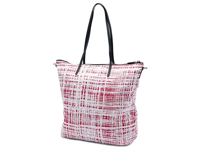 Saffiano Borsa Satchel Prada Tessuto Stampato Rossa Rosso - vista 2