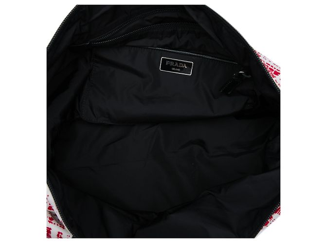 Saffiano Borsa Satchel Prada Tessuto Stampato Rossa Rosso - vista 4