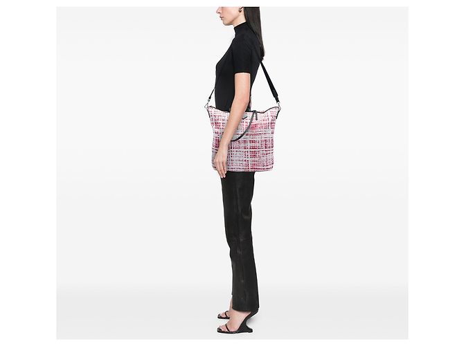 Saffiano Borsa Satchel Prada Tessuto Stampato Rossa Rosso - vista 6