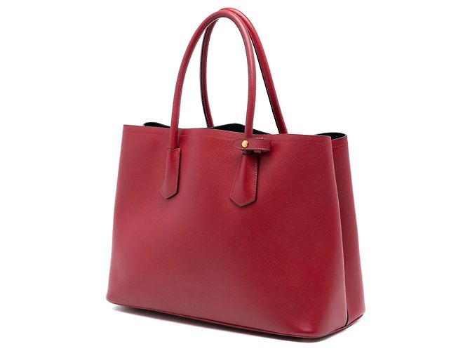 Borsa Satchel Doppia Prada Medium in Pelle Saffiano Rossa Rosso - vista 2