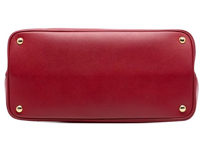Borsa Satchel Doppia Prada Medium in Pelle Saffiano Rossa Rosso - vista 3