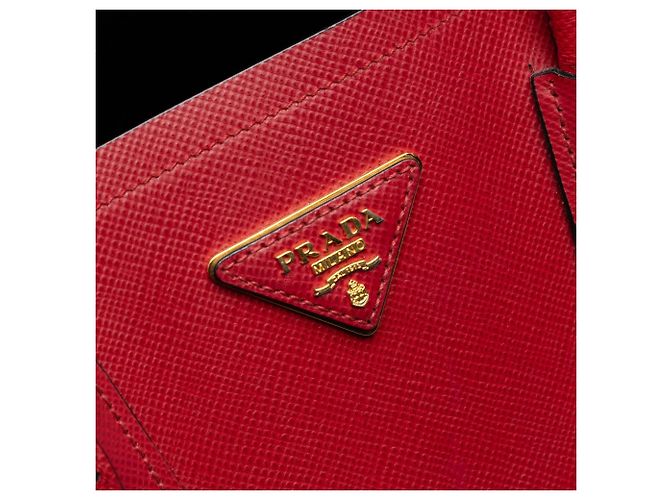 Borsa Satchel Doppia Prada Medium in Pelle Saffiano Rossa Rosso - vista 5