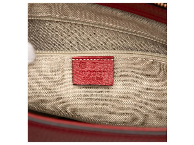 Bamboo Borsa satchel in pelle rossa con nappa di bambù Gucci Rosso - vista 5