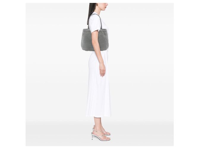 Tote Fendi in Nubuck Grigio con Catene FF - vista 7