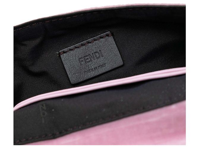 Borsa Satchel Baguette Fendi Mini Zucca in velluto goffrato rosa - vista 4