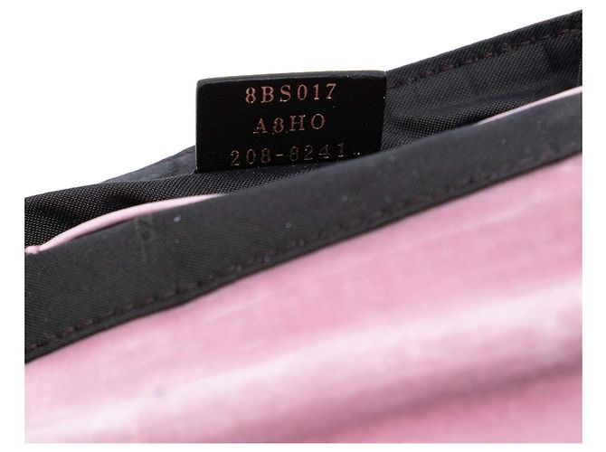 Borsa Satchel Baguette Fendi Mini Zucca in velluto goffrato rosa - vista 5