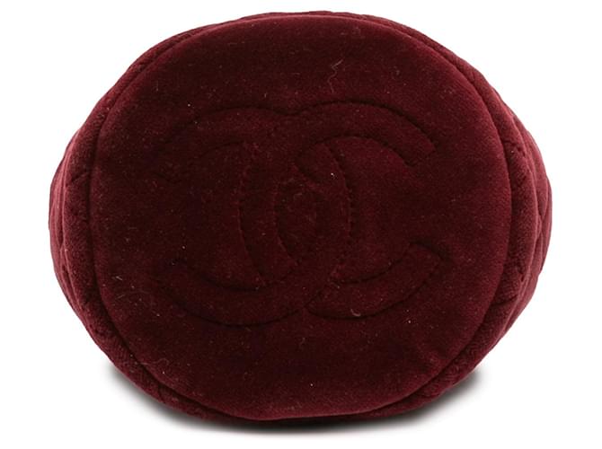 Mini borsa a secchiello Chanel Crush in velluto rosso con cristalli e perle - vista 3