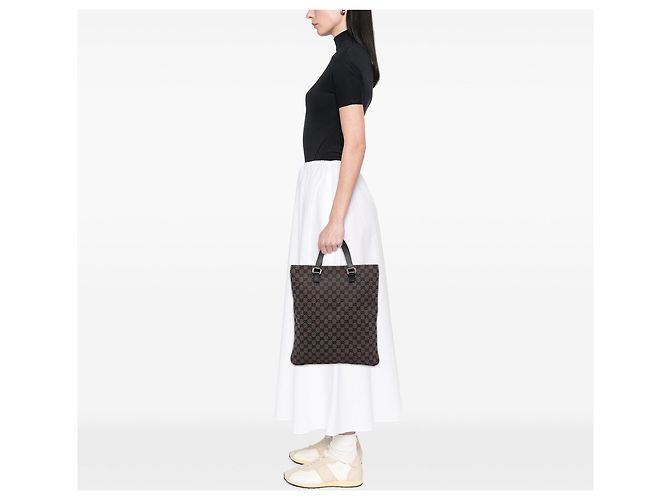 Borsa Tote Gucci GG Canvas marrone - vista 7