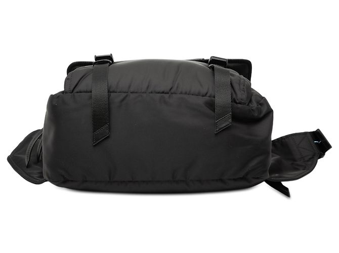 Double Bolsa de cintura Prada em Tessuto com acabamento em couro de bezerro macio e fivela dupla, Preta Preto - vista 3