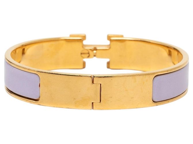 Bracciale Hermès Clic H Narrow in smalto viola PM Porpora - vista 3