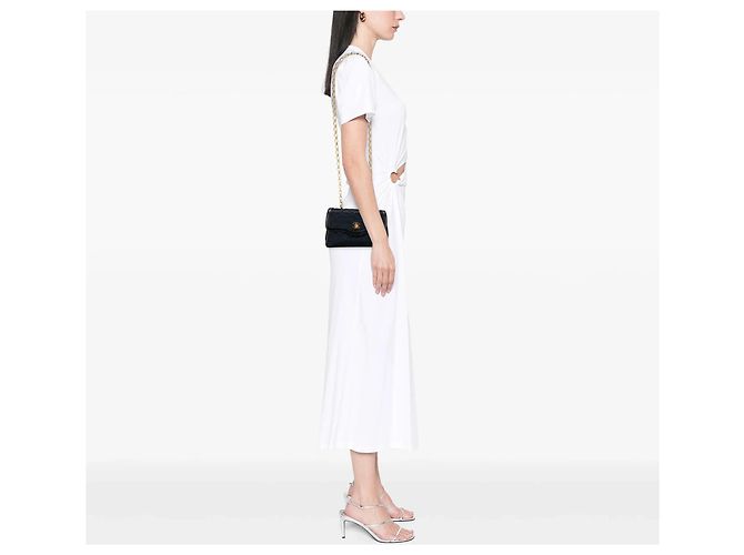 Sac Crossbody Chanel CC en satin matelassé noir avec chaîne Bijoux et rabat unique - vue 9