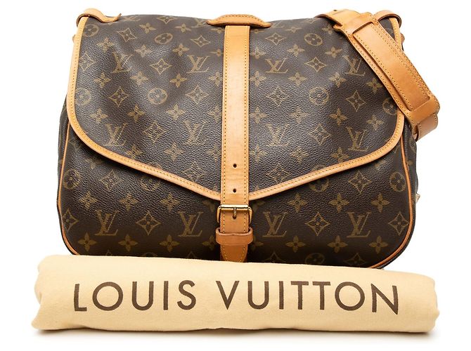 Borsa a tracolla Louis Vuitton Monogram Saumur 35 Marrone - vista 8