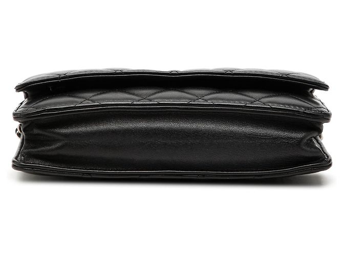 Borsa a tracolla Chanel CC in pelle di agnello matelassé nera Wallet On Chain Nero - vista 3