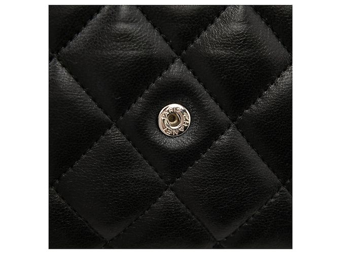 Borsa a tracolla Chanel CC in pelle di agnello matelassé nera Wallet On Chain Nero - vista 8