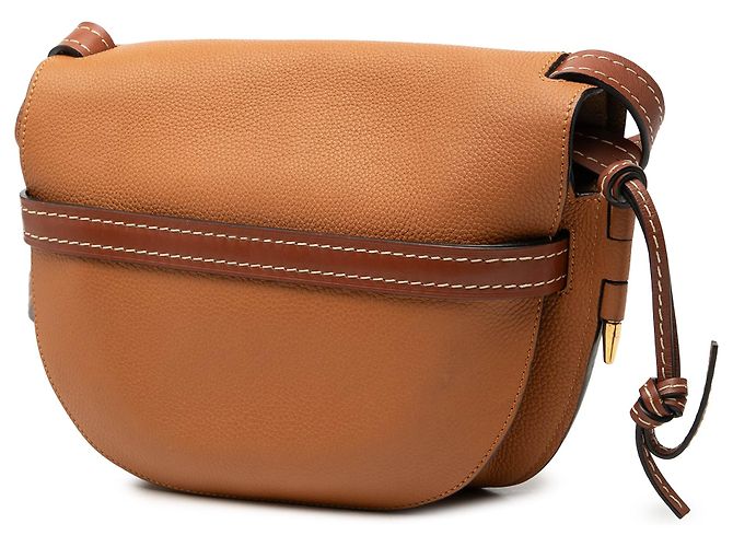 Sac bandoulière Gate Small en cuir marron LOEWE - vue 2