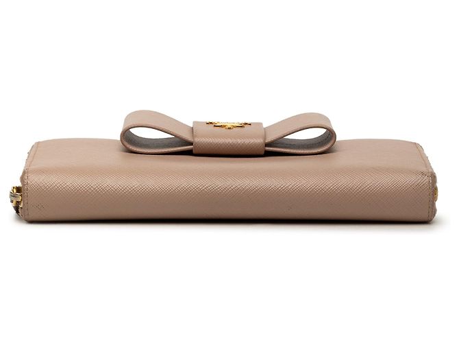 Cartera larga Prada Saffiano Fiocco marrón Castaño - vista 3