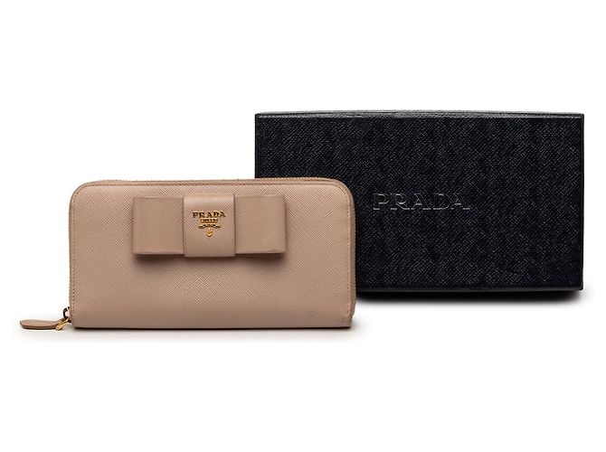 Cartera larga Prada Saffiano Fiocco marrón Castaño - vista 7