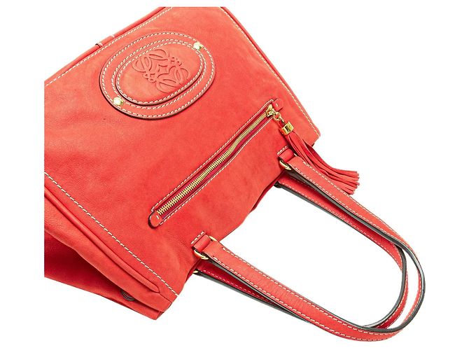 Borsa a tracolla LOEWE Nubuck Anagram Madrid con frange rossa Rosso - vista 11