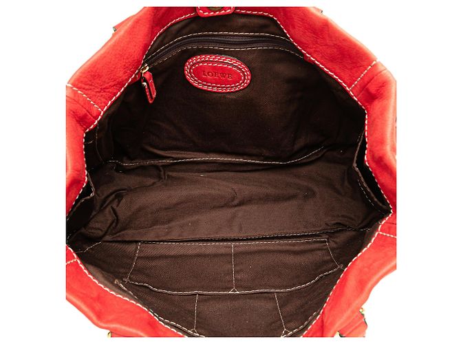 Borsa a tracolla LOEWE Nubuck Anagram Madrid con frange rossa Rosso - vista 4