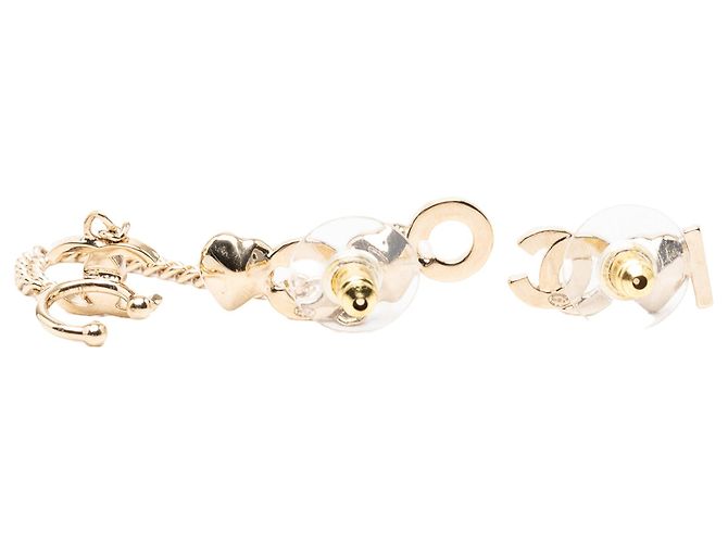 Orecchini Ear Cuff Chanel Gold Plated I Heart CC Coco Strass D'oro - vista 2