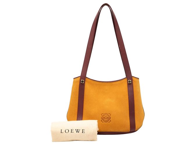 Borsa a tracolla Anagram LOEWE in camoscio giallo - vista 8