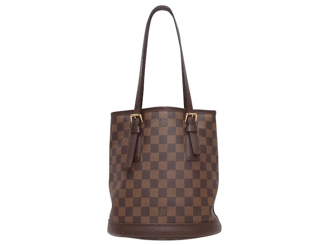 Borsa Louis Vuitton Damier Ebene Marais Bucket 23 Marrone - vista 3