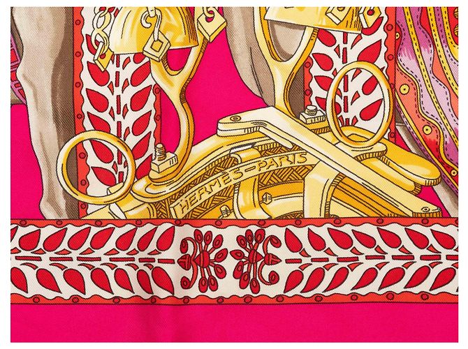 Hermès Foulard in seta stampato motivo 'La Danse du Cheval Marwari' Hermes Fuchsia & Multicolor Rosa - vista 3